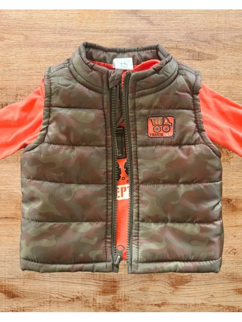 Healthtex 6-9M Camo Puffer Vest & Long Sleeve Shirt Outfit 2 Piece